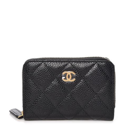 chanel black caviar quilted o coin purse|Classic zipped coin purse .